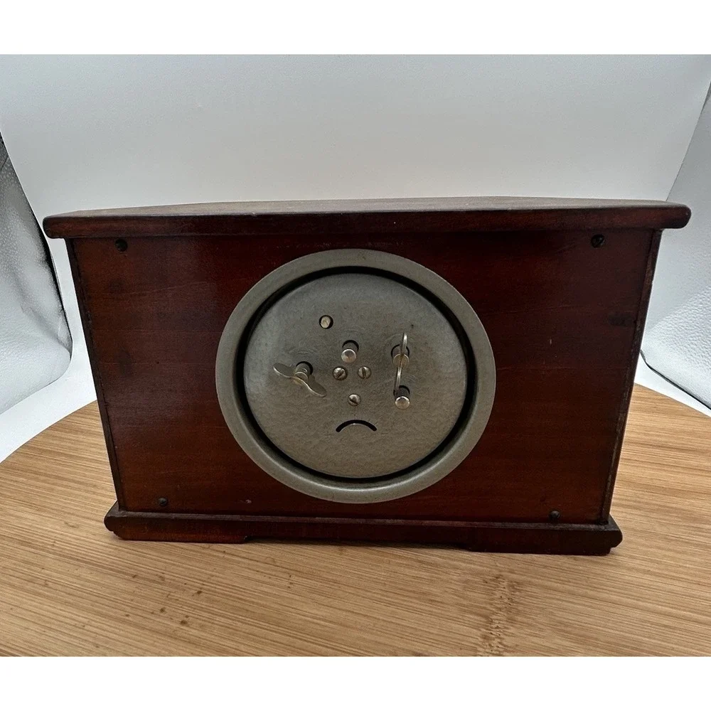 VTG Rooster Wooden Alarm Clock With Aircraft Animated -1960's Pilots, Airplanes